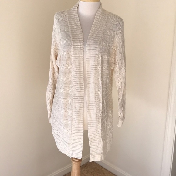 LAUREN RALPH LAUREN Size M ivory open cardigan